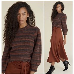 Veronica Beard Alston Merino Wool Sweater Stripes Mock Neck XS